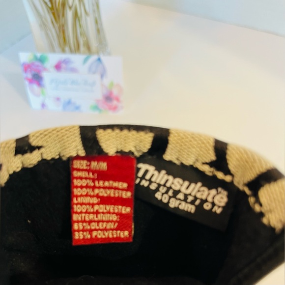 ETIENNE AIGNER Women Gloves *RARE* Designer Monogram Jacquard and Leather MEDIUM - Picture 4 of 12